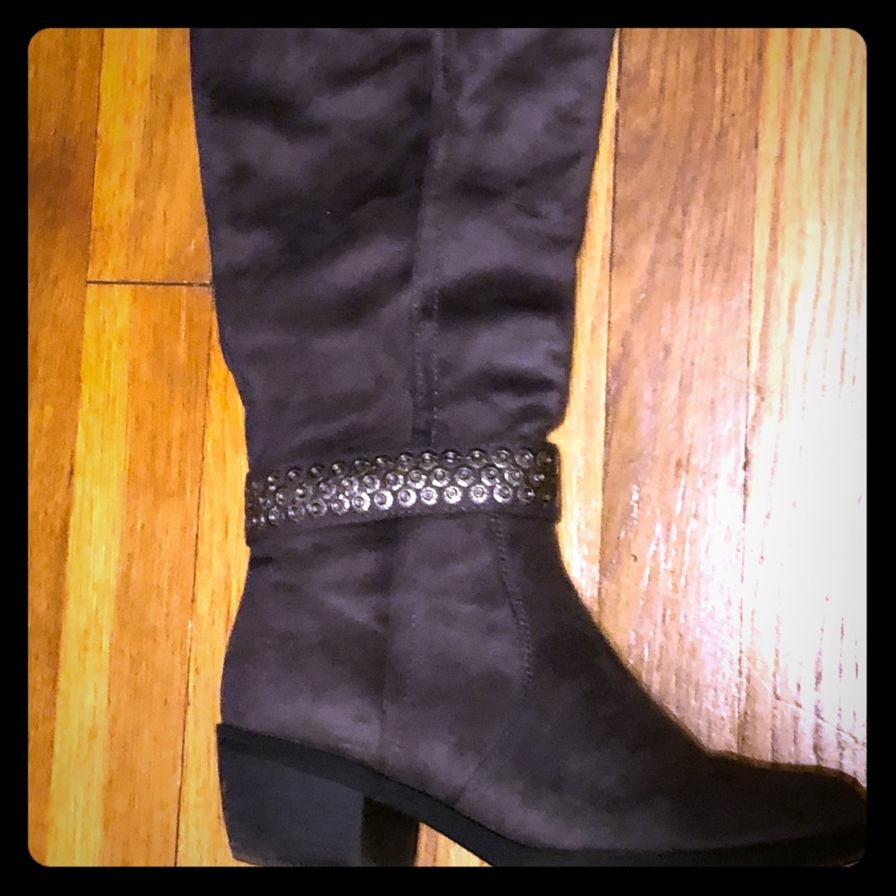 Grey Faux Suede Boots